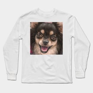 Painting of Cute Brown and White Chihuahua Smiling Long Sleeve T-Shirt